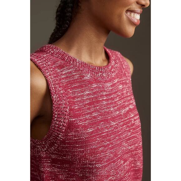 Pilcro Sleeveless Knit Top Size L Red Marled Sweater Vest Casual Anthopologie - Picture 5 of 12
